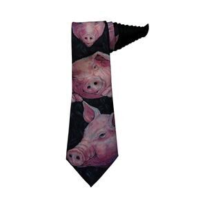 Ralph Marlin Pig Vintage 1989 Polyester Novelty Necktie